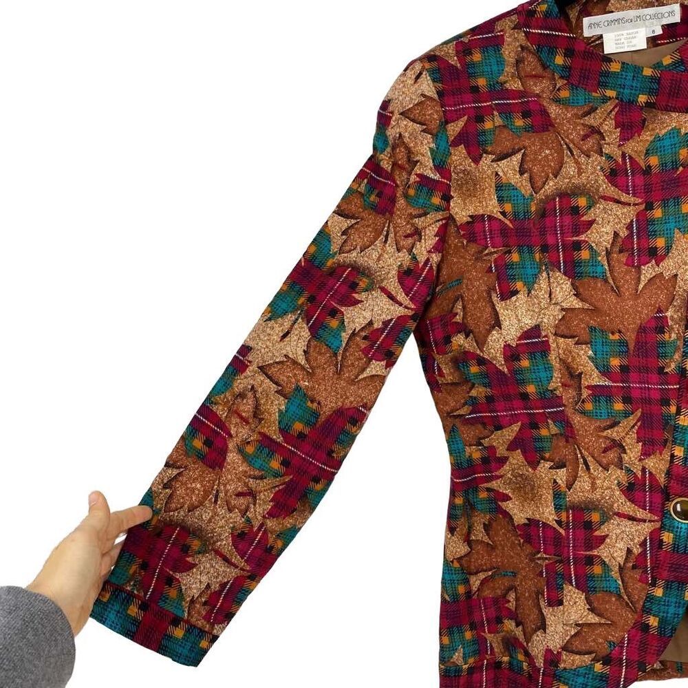 Vintage ANNE CRIMMINS Collections Fall Leaf Novelty Blazer Size 8 Quilted - Picture 7 of 9